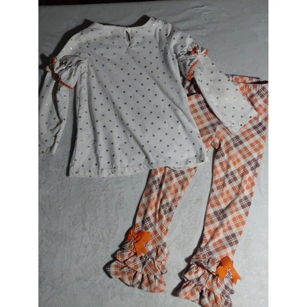 Rare Editions Girls Pumpkin Thanksgiving Outfit Size 5